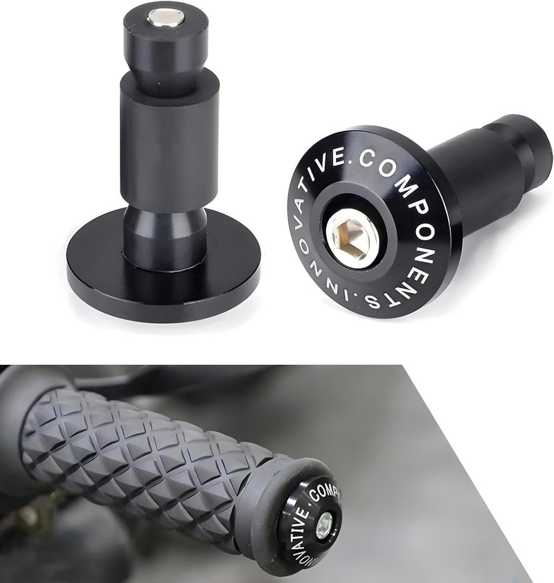 pinflaw Pack of 2 Motorcycle Handle Plug Accessories, Handlebar Grip Plugs, 7/8" Modified Handlebar Plug, Universal for Motorcycles (Black) - Image 1